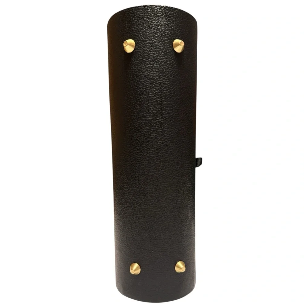 Kestrel Black Vegan Leather Makeup Brush Holder Case Gold Bird Influencer Trend